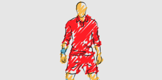 football player and ball outline with scribble doodles