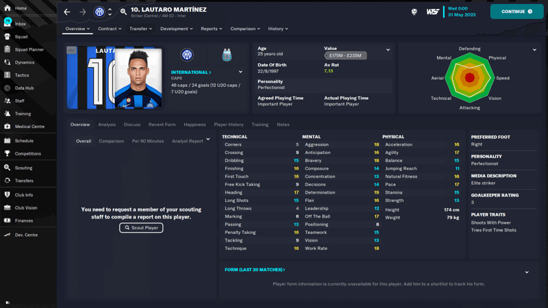 lautaro martinez fm23 profile