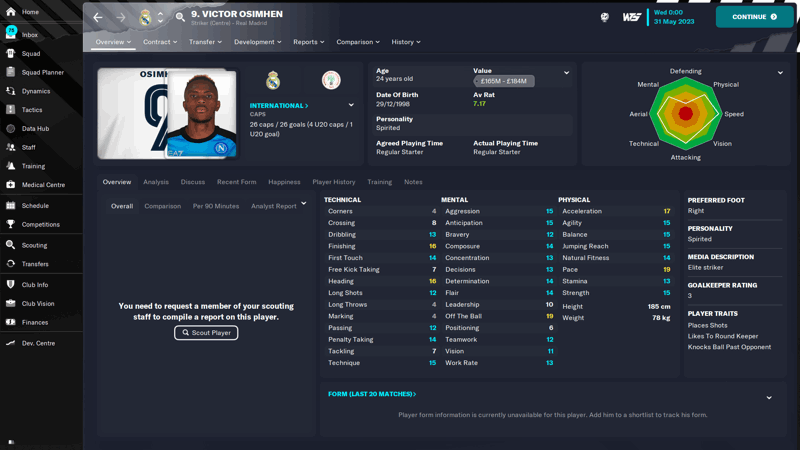 victor osimhen fm23 profile