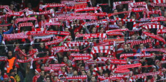 bayern munich fans scarves and flags