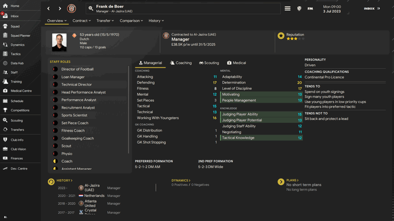 frank de boer defensive coaches fm24