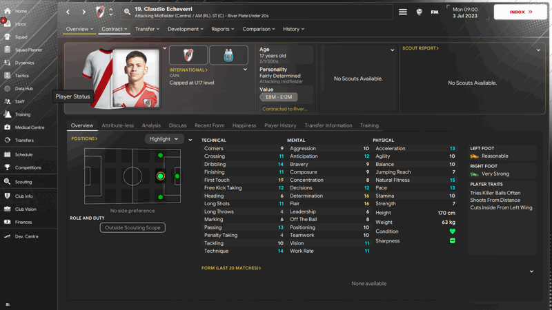 claudio echeverri fm24 argentinian wonderkids