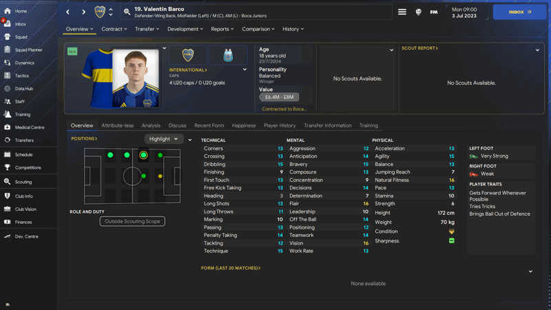 valentin barco fm24 argentinian wonderkids