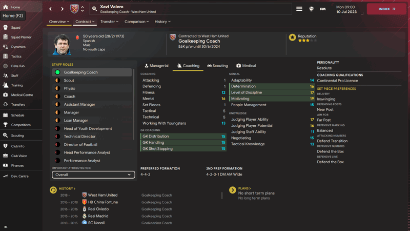 xavi valero best goalkeeping coaches fm24