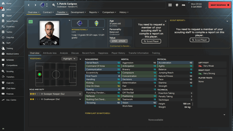 patrick carlgren bargain goalkeepers fm24