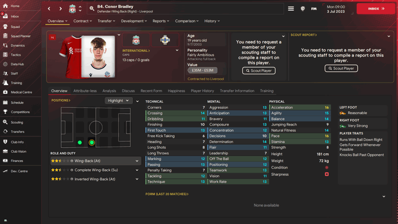 conor bradley liverpool fm24 profile