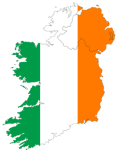 ireland flag on outline of country