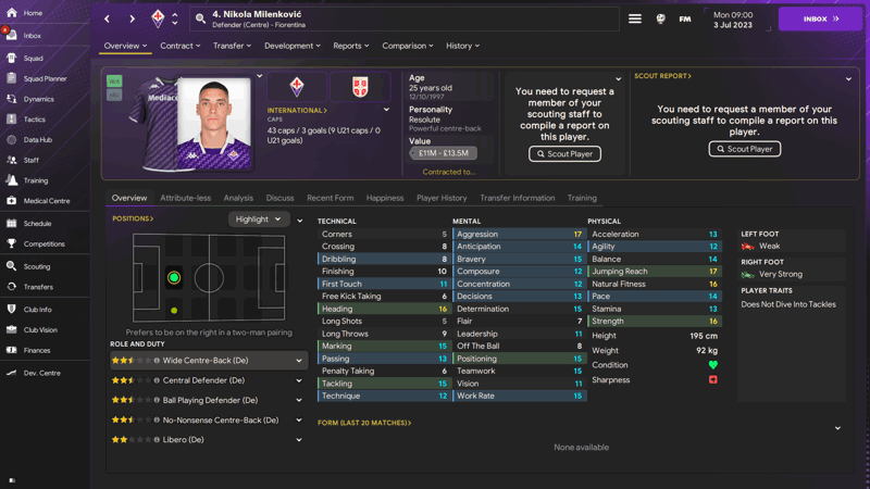 nikola milenkovic fm24 profile