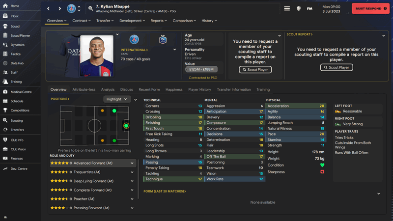 kylian mbappe fm24 players out of reach