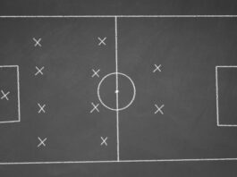 4-4-2 formation shown with crosses on blackboard