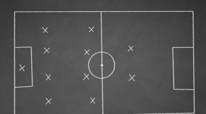 4-4-2 formation shown with crosses on blackboard
