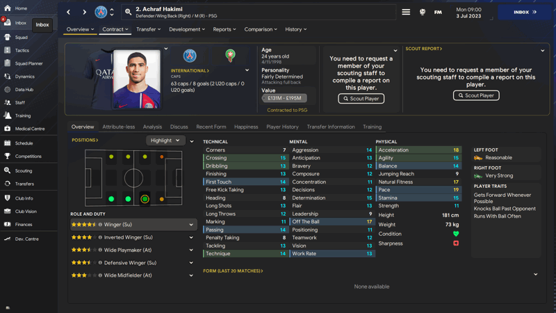 arcraf hakimi fm24 fastest players