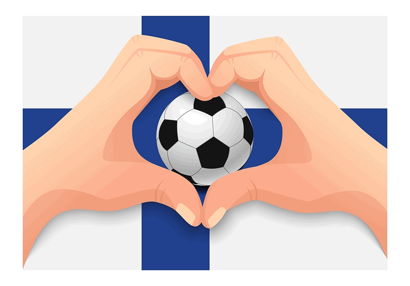 finland flag football heart shape with hands illustration