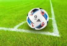 football ready for corner close up