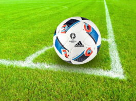 football ready for corner close up