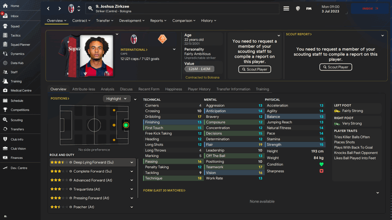 joshua zirkzee fm24 favourites