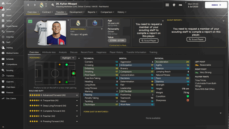 kylian mbappe best fm24 players based on ca