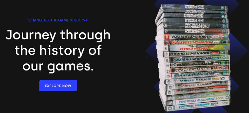 sports interactive showing pile of all football manager games