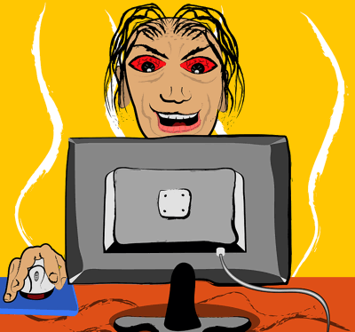 hardcore gamer illustration blood shot eyes playing for days