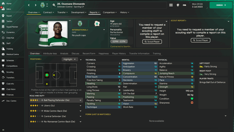 Ousmane Diomande best fm24 wonderkids