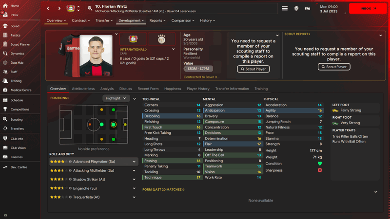 florian wirtz best fm24 wonderkids