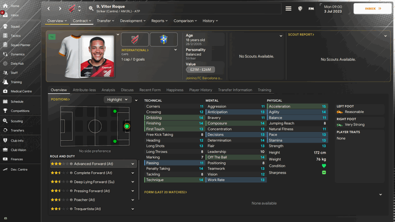 vitor roque best fm24 wonderkids