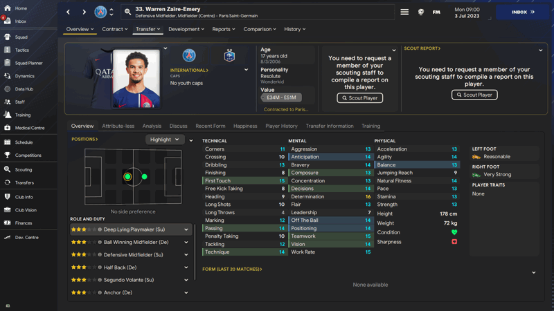 warren zaire emery best fm24 wonderkids
