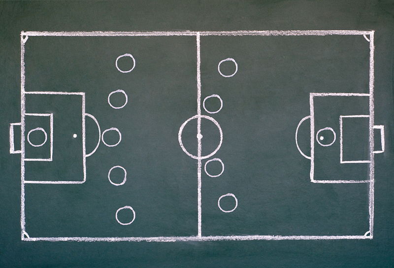 5-4-1 formation drawn on chalk board