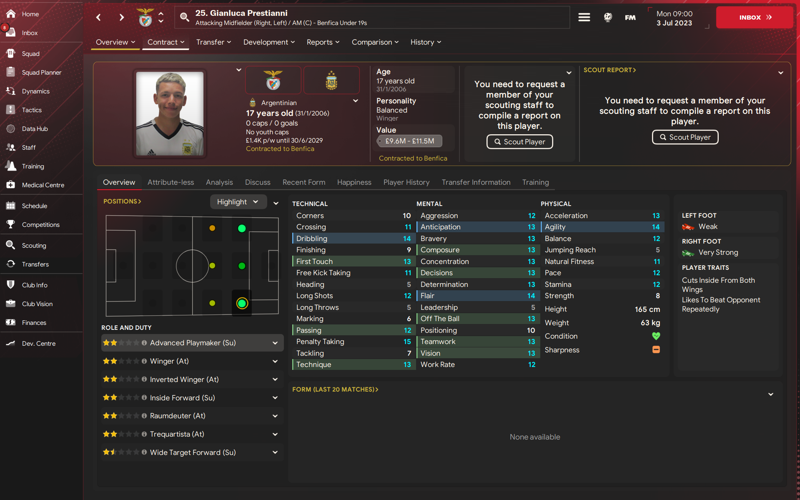gianluca prestianni fm24 profile