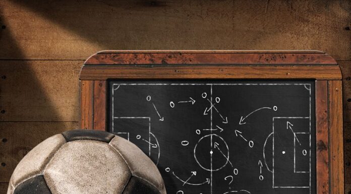blackboard with football pitch and ball