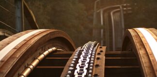 rollercoaster tracks close up