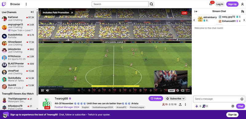 Football streaming on Twitch