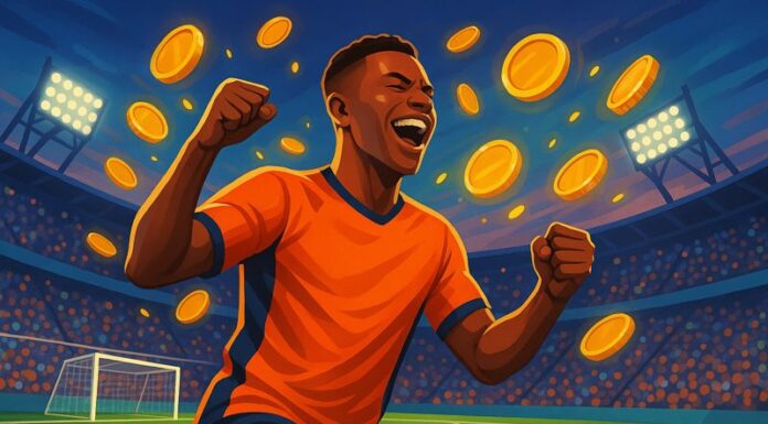The Most Popular and Used FC 26 Players illustration football player in stadium raining coins