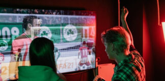 Playing video game on large TV