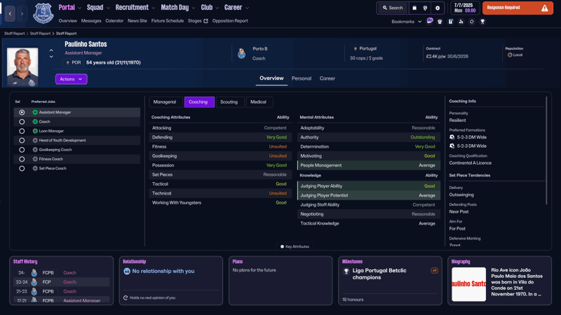 paulinho santos fm26 defensive coaches