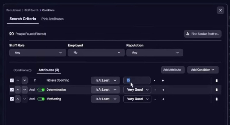 FM26 Staff Search Filters